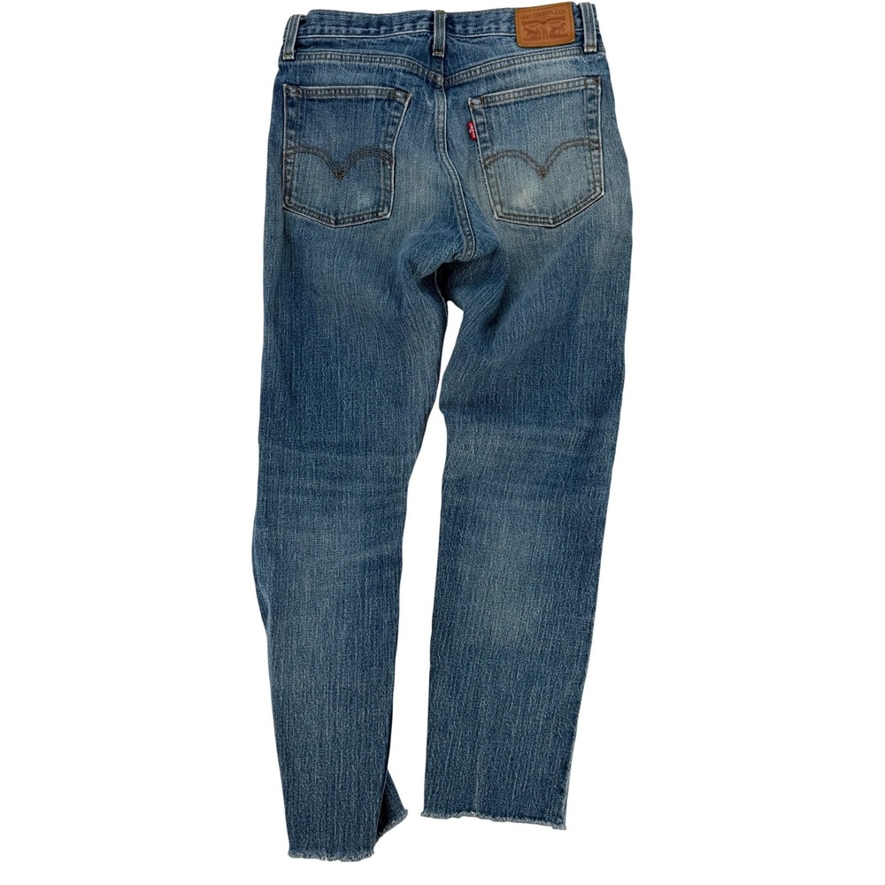 Levi's 501 Skinny Jeans 28 Blue High Rise Raw Hem Faded Vintage Vibe